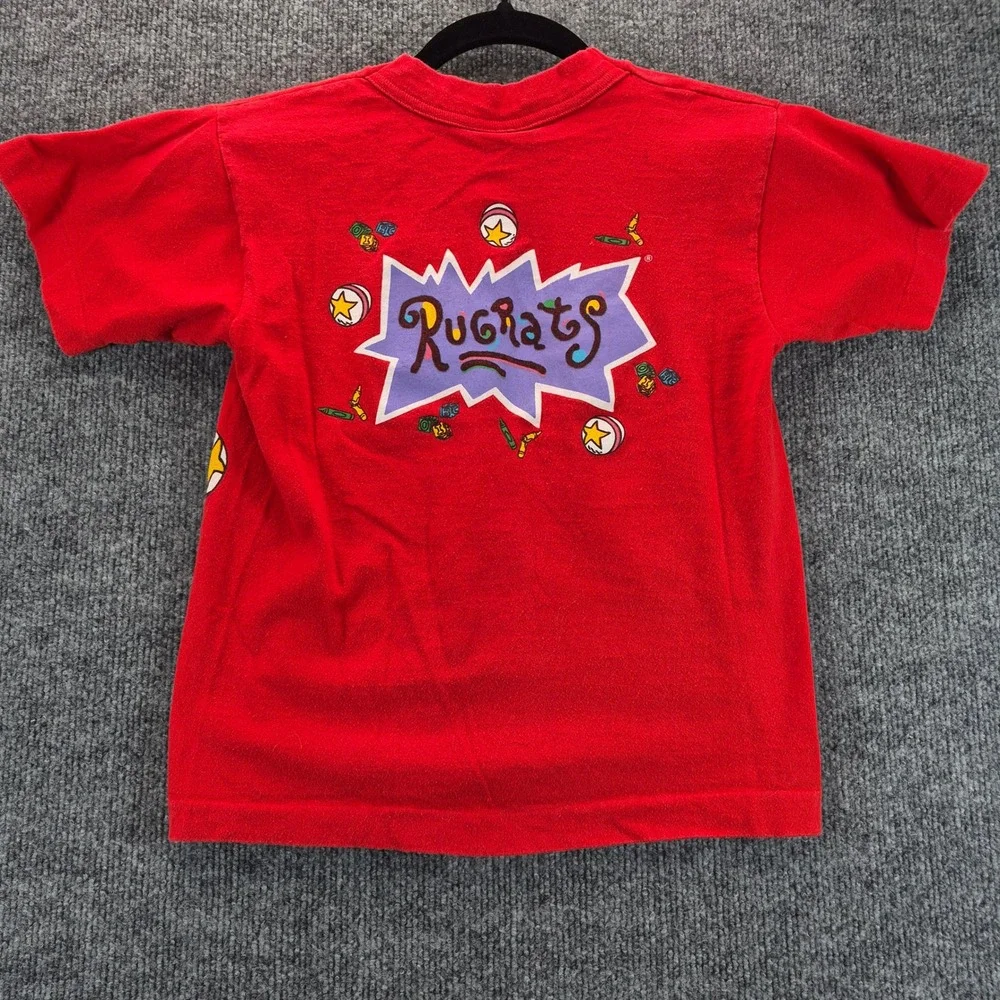 Rugrats T-Shirt Vintage 1996 All Over Print M Red Kids